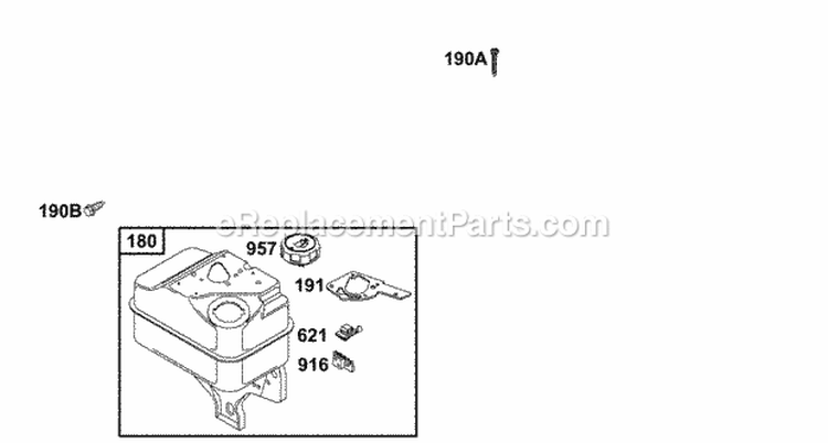 Fuel Tank Group Diagram and Parts List for 134202-1114-E1  Briggs and Stratton Engine